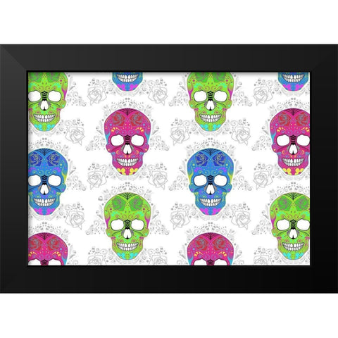 Bright Skulls Black Modern Wood Framed Art Print by Villa, Mlli