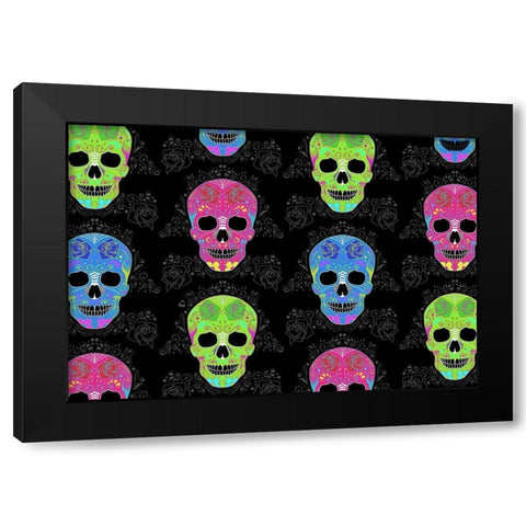 Bright Skulls Reverse Black Modern Wood Framed Art Print by Villa, Mlli