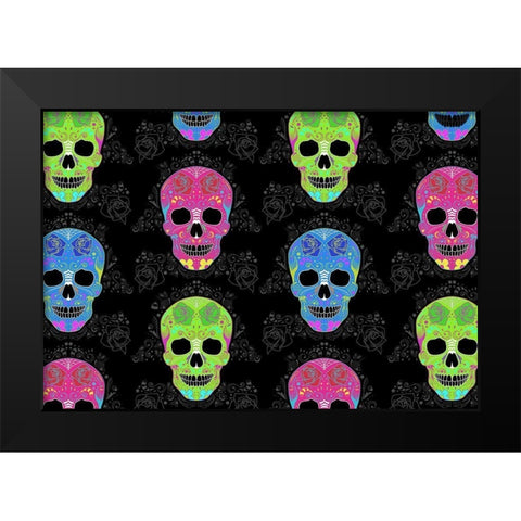 Bright Skulls Reverse Black Modern Wood Framed Art Print by Villa, Mlli