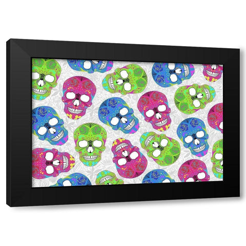 Fun Skulls Black Modern Wood Framed Art Print with Double Matting by Villa, Mlli
