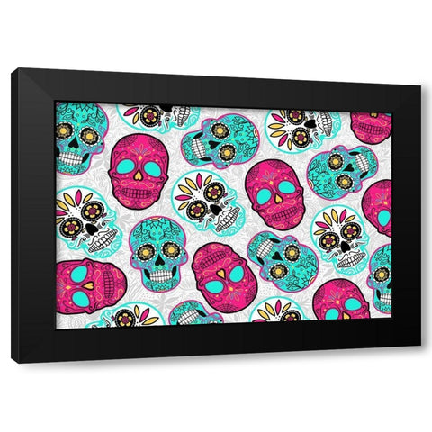 More Fun Skulls Black Modern Wood Framed Art Print by Villa, Mlli