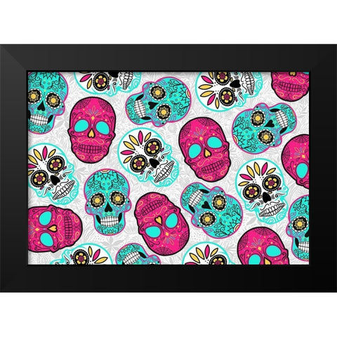 More Fun Skulls Black Modern Wood Framed Art Print by Villa, Mlli