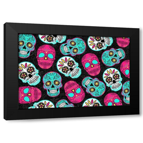 More Fun Skulls Reverse Black Modern Wood Framed Art Print with Double Matting by Villa, Mlli