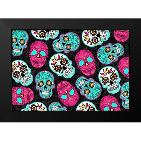 More Fun Skulls Reverse Black Modern Wood Framed Art Print by Villa, Mlli