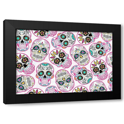 Pink Skulls Reverse Black Modern Wood Framed Art Print by Villa, Mlli