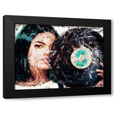 Record Scraps Black Modern Wood Framed Art Print by Villa, Mlli