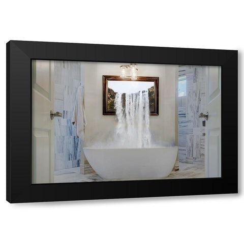 Waterfall In The Bath Black Modern Wood Framed Art Print with Double Matting by Villa, Mlli