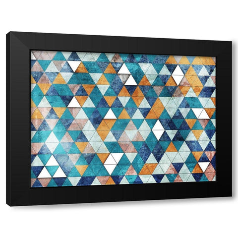 Teal Tri Pops Black Modern Wood Framed Art Print by Villa, Mlli
