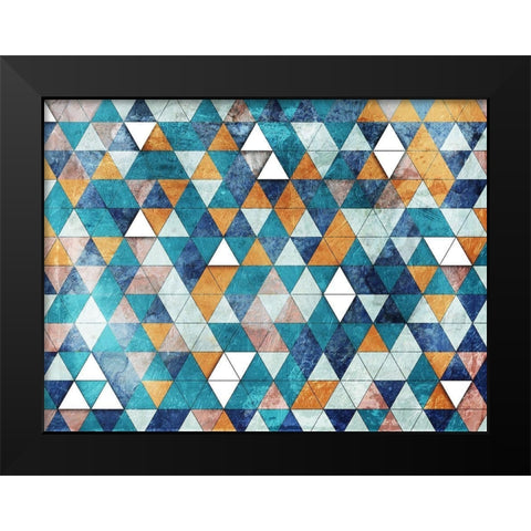 Teal Tri Pops Black Modern Wood Framed Art Print by Villa, Mlli