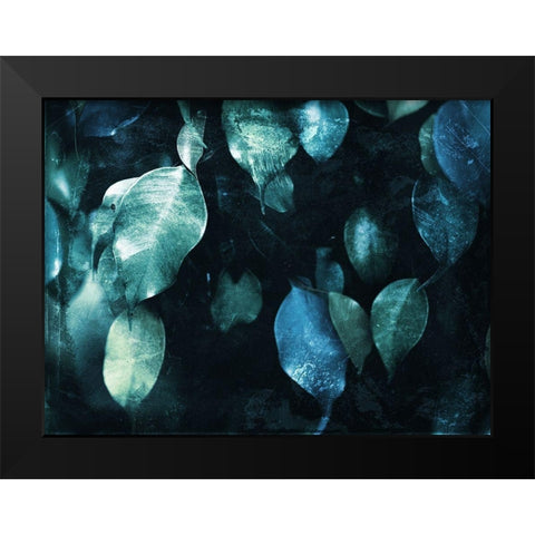 Teal Hanging Leaves Black Modern Wood Framed Art Print by Villa, Milli