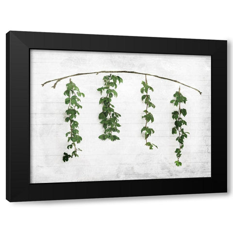 Hanging Leaves On Wall Black Modern Wood Framed Art Print with Double Matting by Villa, Mlli