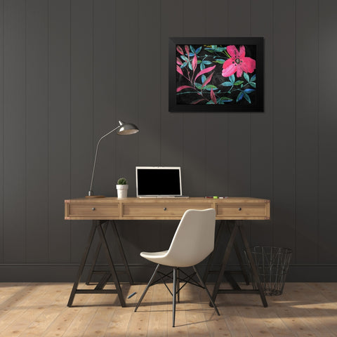 Tropical Flower Mix Black Modern Wood Framed Art Print by Villa, Mlli