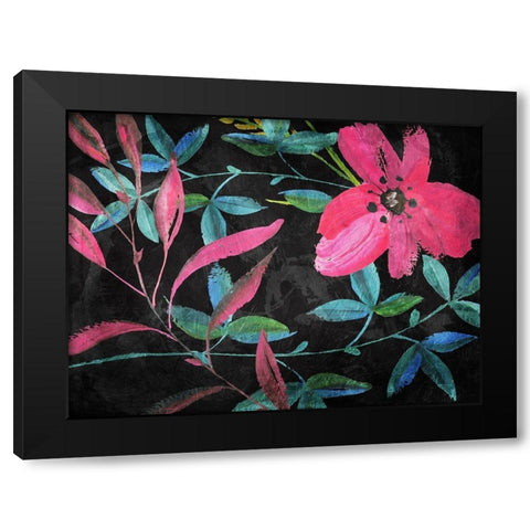 Tropical Flower Mix Black Modern Wood Framed Art Print with Double Matting by Villa, Mlli