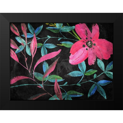 Tropical Flower Mix Black Modern Wood Framed Art Print by Villa, Mlli