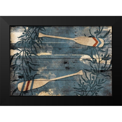 Blue Wall Oars Black Modern Wood Framed Art Print by Villa, Mlli