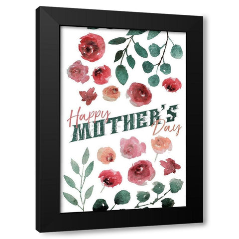 Floral Mothers Day Black Modern Wood Framed Art Print by Villa, Mlli