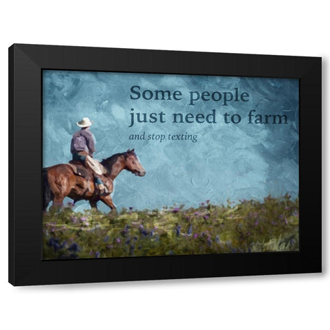 No Cowboy Texting Black Modern Wood Framed Art Print with Double Matting by Villa, Mlli