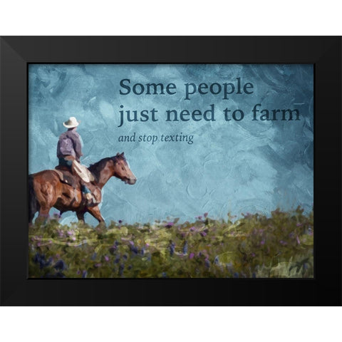 No Cowboy Texting Black Modern Wood Framed Art Print by Villa, Mlli