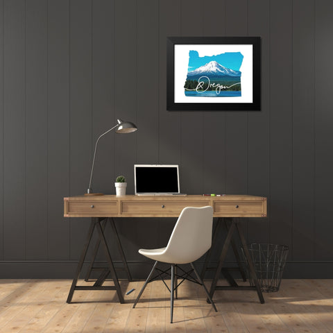 Oregon Mountain Black Modern Wood Framed Art Print by Villa, Mlli