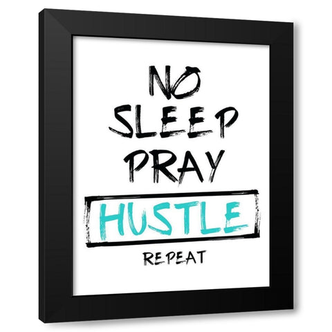 No Sleep Teal Black Modern Wood Framed Art Print with Double Matting by Villa, Mlli