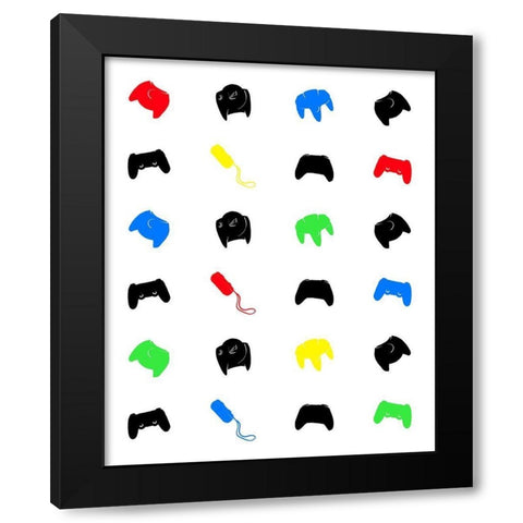 Gamer Pattern Colors Black Modern Wood Framed Art Print by Villa, Mlli