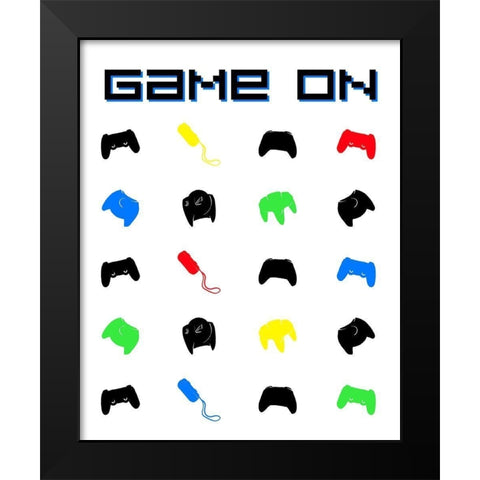 Gamer On Blue Black Modern Wood Framed Art Print by Villa, Mlli