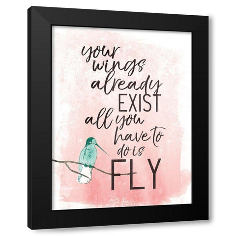 Fly Black Modern Wood Framed Art Print with Double Matting by Villa, Mlli