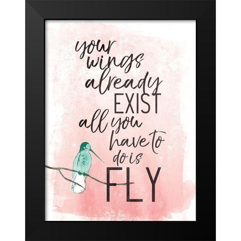 Fly Black Modern Wood Framed Art Print by Villa, Mlli
