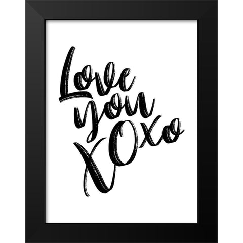Love You Xoxo Black Modern Wood Framed Art Print by Villa, Mlli