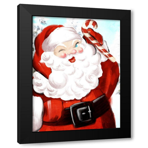 Santa Candy Cane Black Modern Wood Framed Art Print with Double Matting by Villa, Mlli