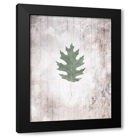 Washed Leaf Black Modern Wood Framed Art Print by Villa, Mlli