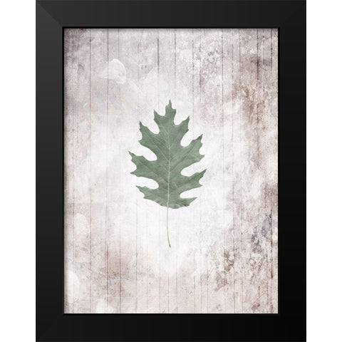 Washed Leaf Black Modern Wood Framed Art Print by Villa, Mlli