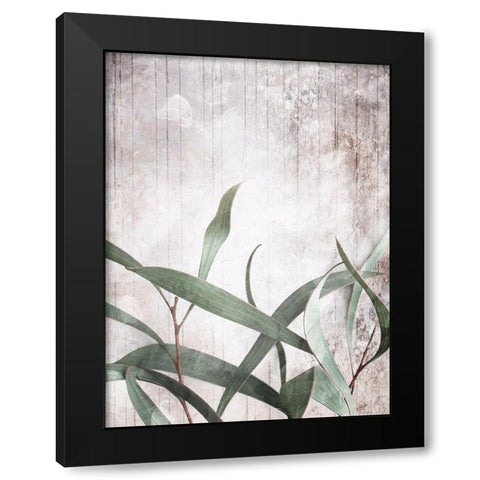 Washed Leaves Black Modern Wood Framed Art Print with Double Matting by Villa, Mlli