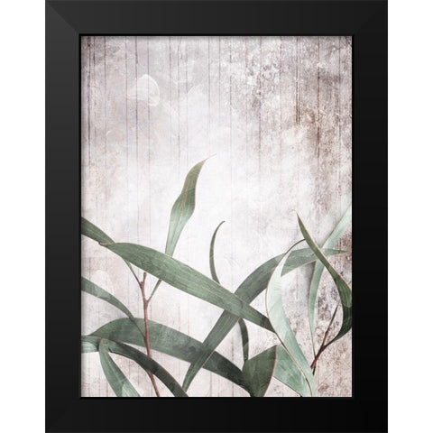 Washed Leaves Black Modern Wood Framed Art Print by Villa, Mlli