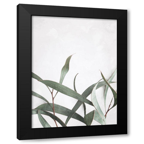 Washed Simple Leaves Black Modern Wood Framed Art Print by Villa, Mlli