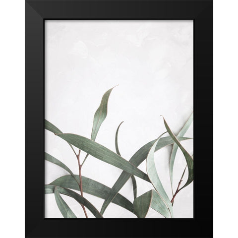 Washed Simple Leaves Black Modern Wood Framed Art Print by Villa, Mlli