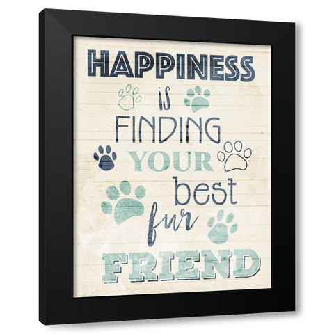 Pet Happiness Black Modern Wood Framed Art Print by Villa, Mlli