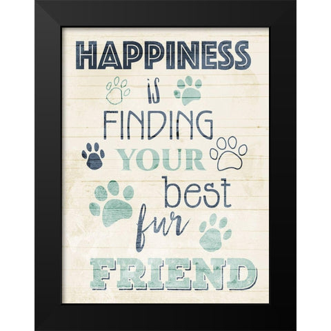 Pet Happiness Black Modern Wood Framed Art Print by Villa, Mlli