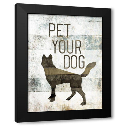 Pet Your Dog Black Modern Wood Framed Art Print with Double Matting by Villa, Mlli