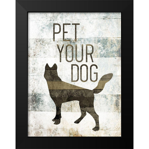 Pet Your Dog Black Modern Wood Framed Art Print by Villa, Mlli