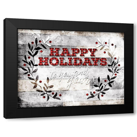 Happy Holidays Black Modern Wood Framed Art Print by Villa, Mlli