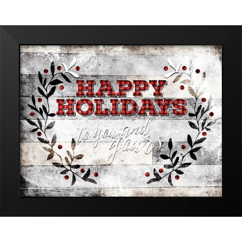 Happy Holidays Black Modern Wood Framed Art Print by Villa, Mlli