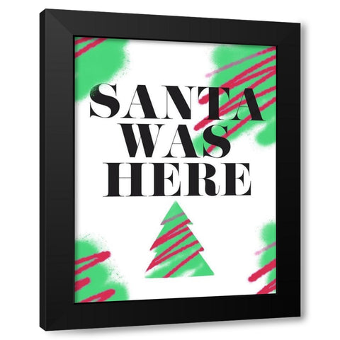 Santa Was Here Black Modern Wood Framed Art Print with Double Matting by Villa, Milli