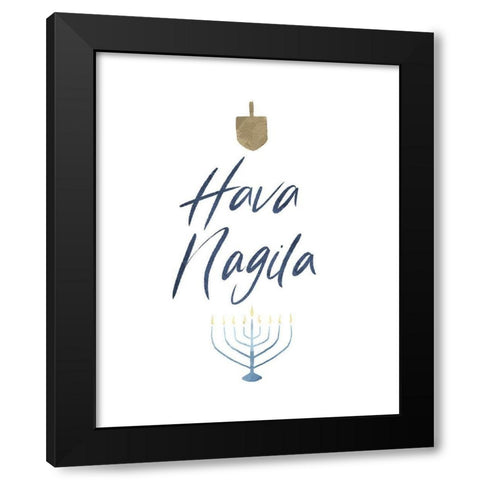 Hava Nagila Black Modern Wood Framed Art Print by Villa, Milli