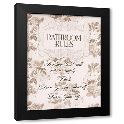 Bathroom Rules 1 Black Modern Wood Framed Art Print with Double Matting by Villa, Milli