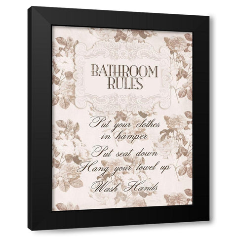Bathrrom Rules 2 Black Modern Wood Framed Art Print with Double Matting by Villa, Milli