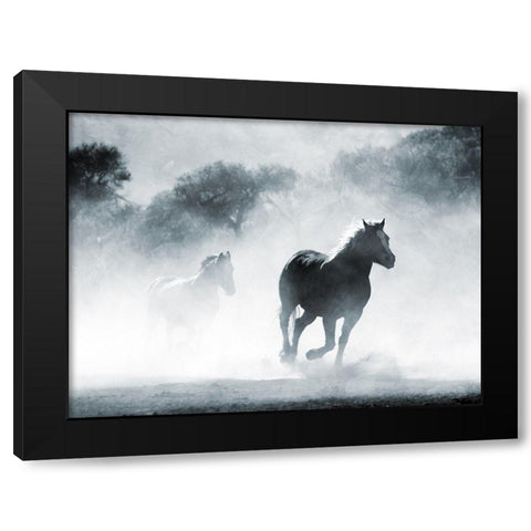 Running Horses 2 Black Modern Wood Framed Art Print with Double Matting by Villa, Milli