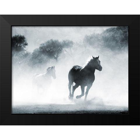Running Horses 2 Black Modern Wood Framed Art Print by Villa, Milli