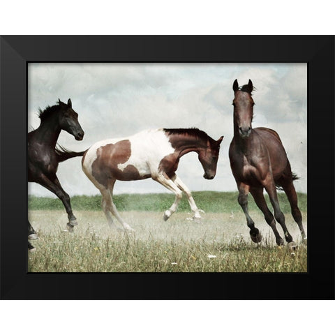 Running Horses 4 Black Modern Wood Framed Art Print by Villa, Milli