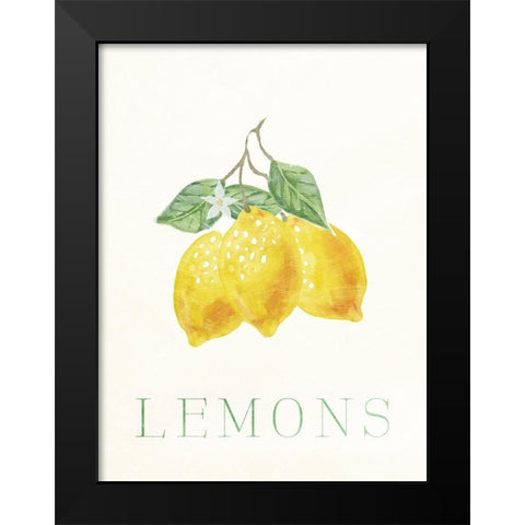 Clean Lemons Black Modern Wood Framed Art Print by Villa, Milli